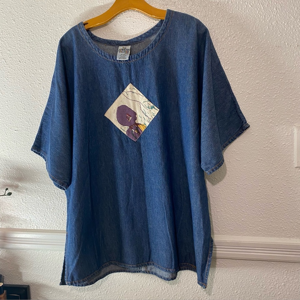 THE AFRICAN VILLAGE SIZE ONE SIZE Blue 100%cotton tunic top #boho #tunics